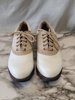 Footjoy Womens White/Tan Golf Shoes Size 9M